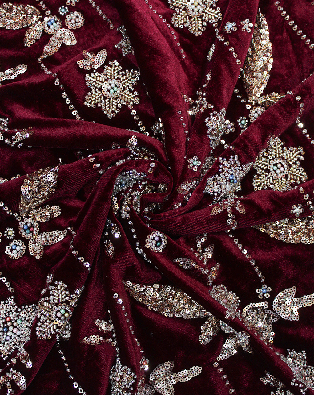 VELVET CUTDANA EMBROIDERY FABRIC