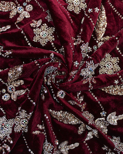 VELVET CUTDANA EMBROIDERY FABRIC