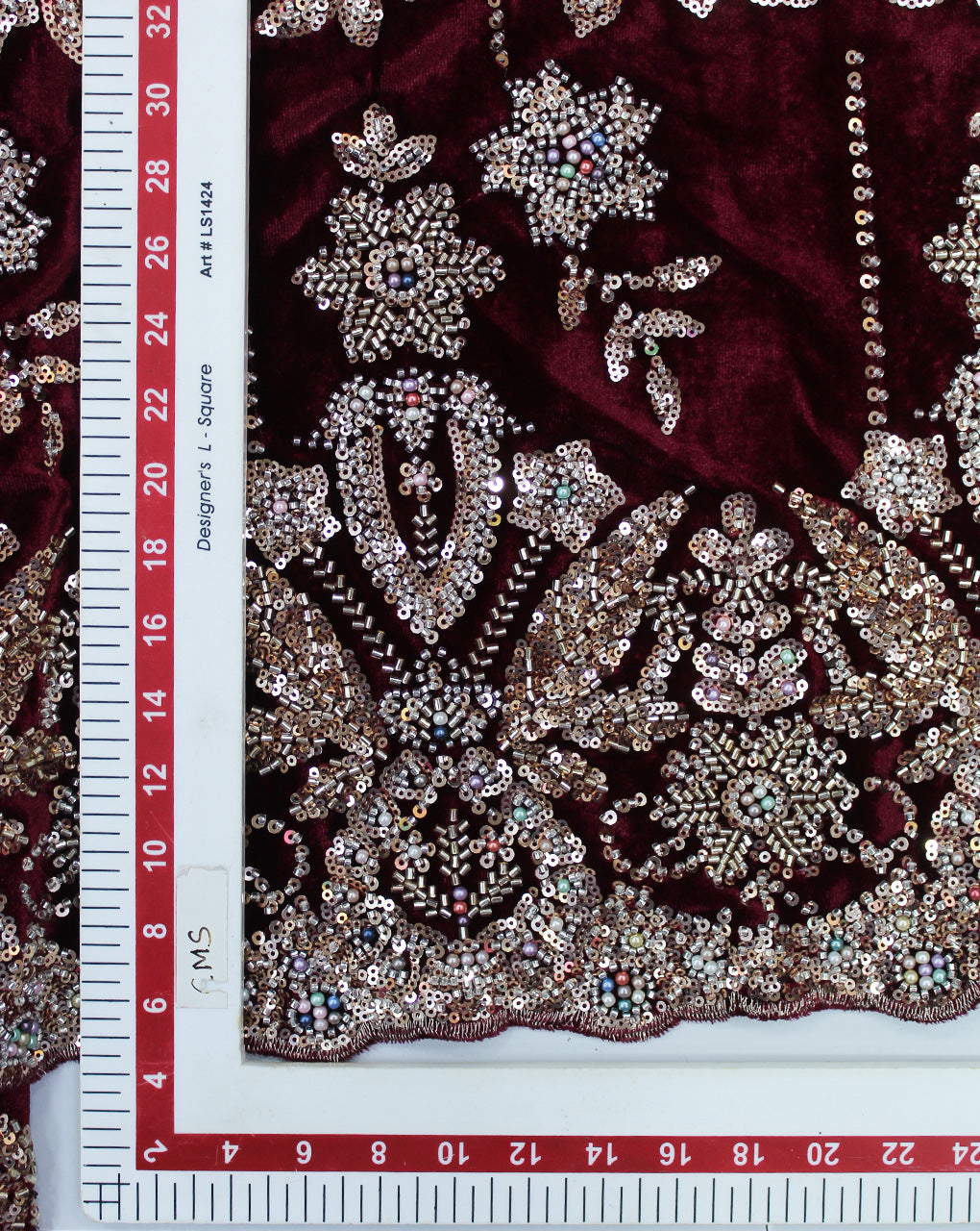 VELVET CUTDANA EMBROIDERY FABRIC