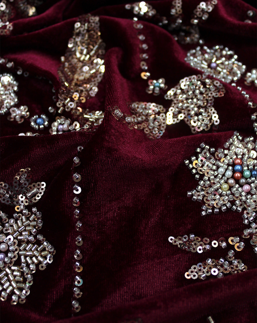 VELVET CUTDANA EMBROIDERY FABRIC