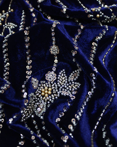VELVET CUTDANA EMBROIDERY FABRIC