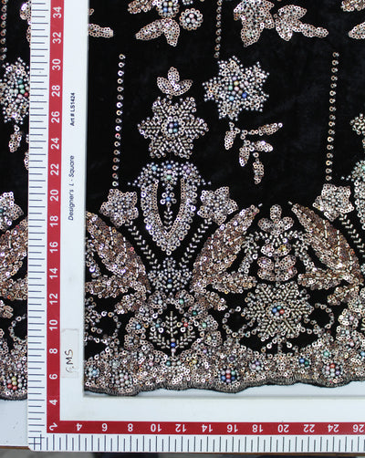 VELVET CUTDANA EMBROIDERY FABRIC