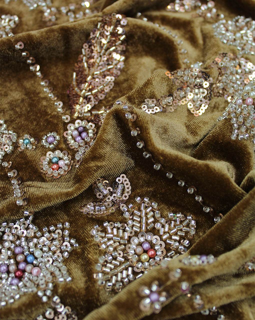 VELVET CUTDANA EMBROIDERY FABRIC