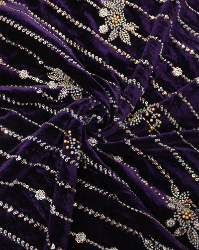 VELVET CUTDANA EMBROIDERY FABRIC