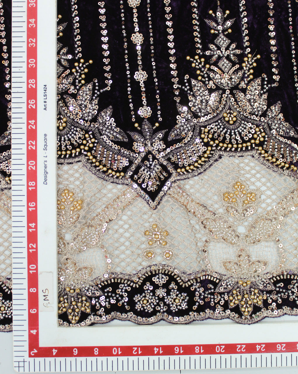 VELVET CUTDANA EMBROIDERY FABRIC