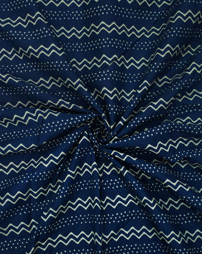 NAVY BLUE ABSTRACT DESIGN COTTON PRINTED FABRIC