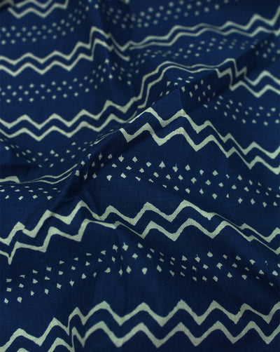 NAVY BLUE ABSTRACT DESIGN COTTON PRINTED FABRIC