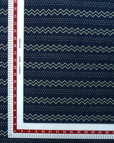 NAVY BLUE ABSTRACT DESIGN COTTON PRINTED FABRIC