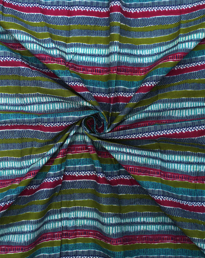 MULTICOLOR STRIPES DESIGN COTTON PRINTED FABRIC