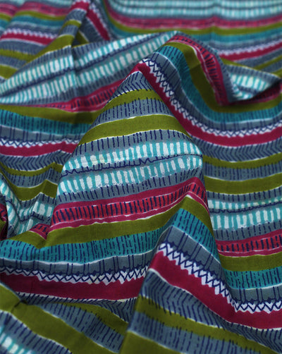 MULTICOLOR STRIPES DESIGN COTTON PRINTED FABRIC