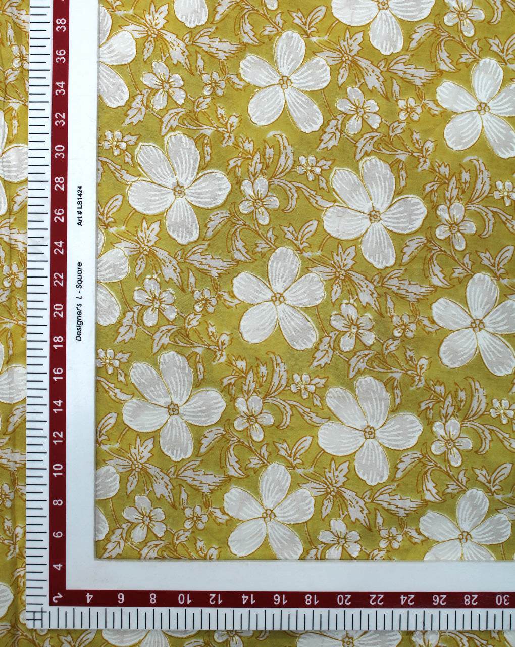 YELLOW FLORAL DESIGN COTTON PRINTED FABRIC