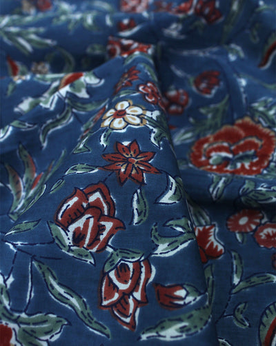 MULTICOLOR FLORAL DESIGN COTTON PRINTED FABRIC