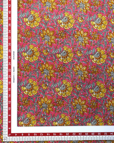 PINK & YELLOW FLORAL DESIGN COTTON PRINTED FABRIC