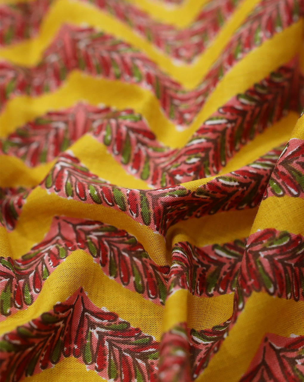 YELLOW ABSTRACT DESIGN COTTON PRINTED FABRIC