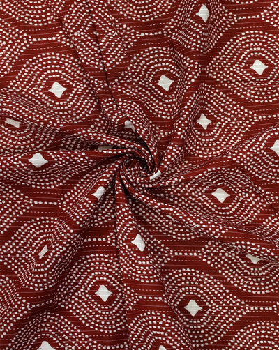 MAROON ABSTRACT DESIGN COTTON PRINTED FABRIC