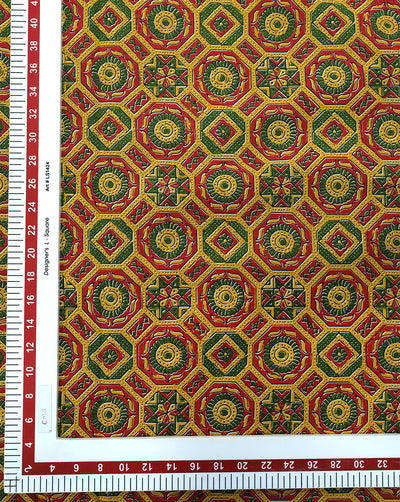YELLOW & MULTICOLOR ABSTRACT DESIGN COTTON PRINTED FABRIC