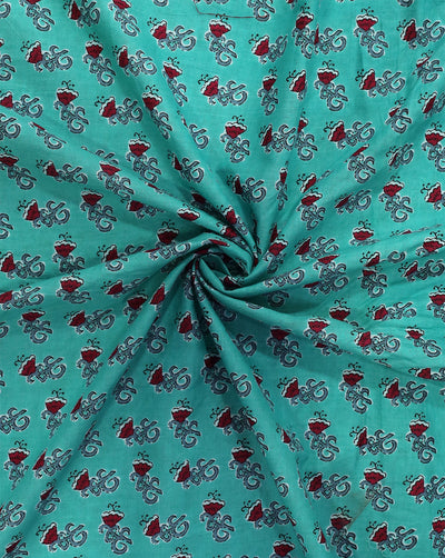 SEA GREEN ABSTRACT DESIGN COTTON PRINTED FABRIC