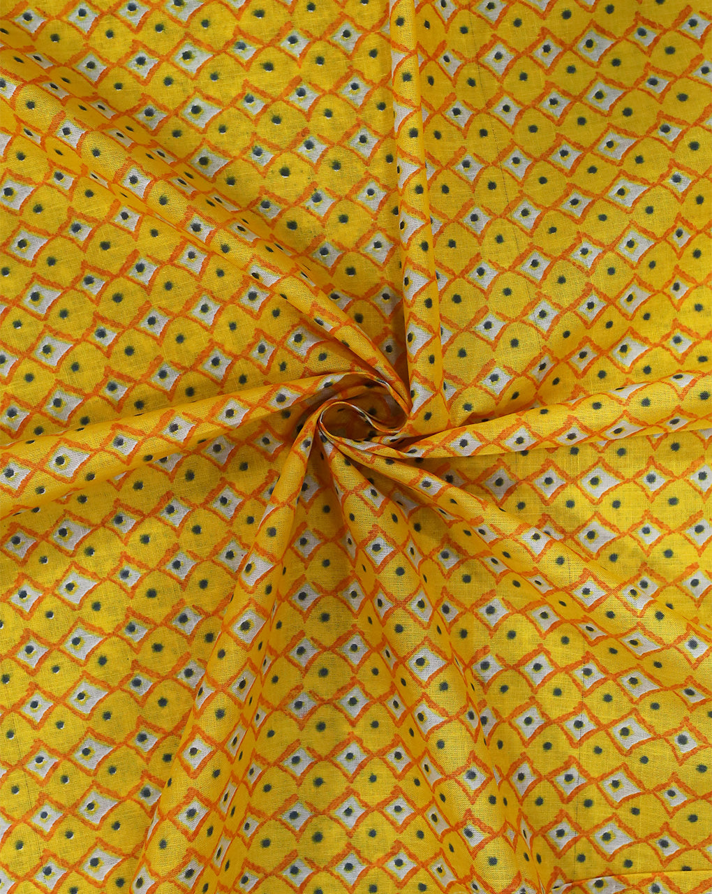 YELLOW ABSTRACT DESIGN COTTON PRINTED FABRIC