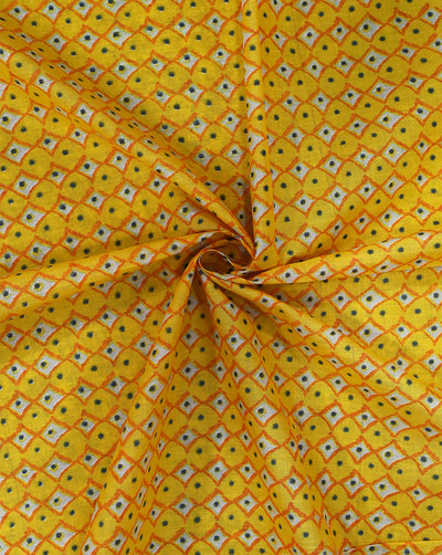 YELLOW ABSTRACT DESIGN COTTON PRINTED FABRIC