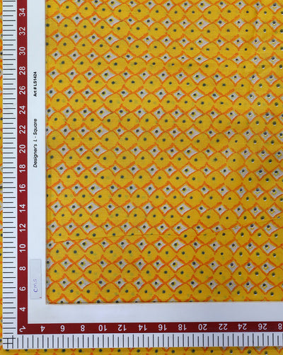 YELLOW ABSTRACT DESIGN COTTON PRINTED FABRIC