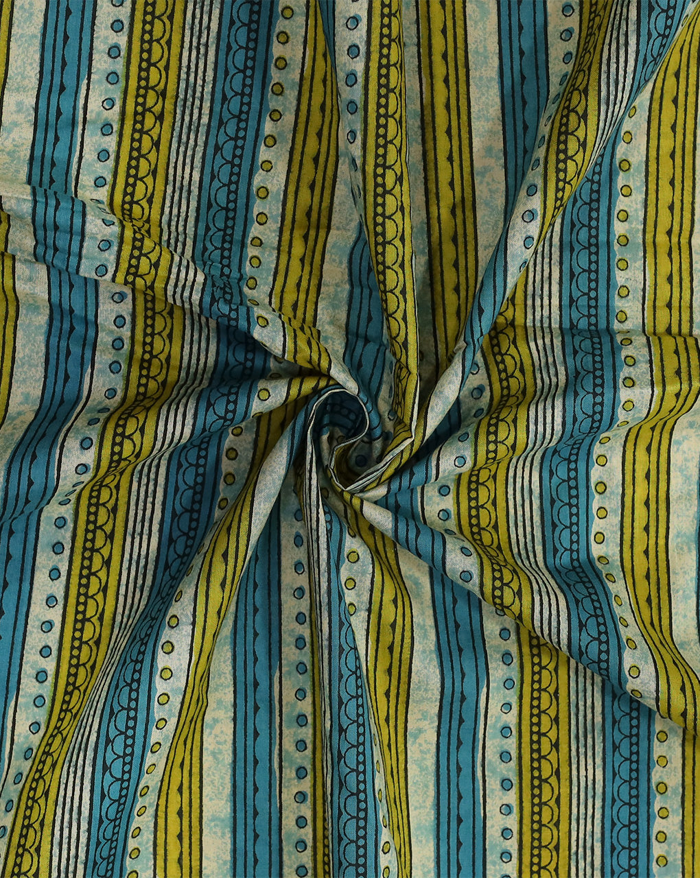 MULTICOLOR STRIPES DESIGN COTTON PRINTED FABRIC