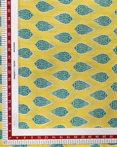 YELLOW & GREEN ABSTRACT DESIGN COTTON PRINTED FABRIC