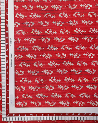 RED & WHITE SMALL FLORAL DESIGN COTTON PRINTED FABRIC
