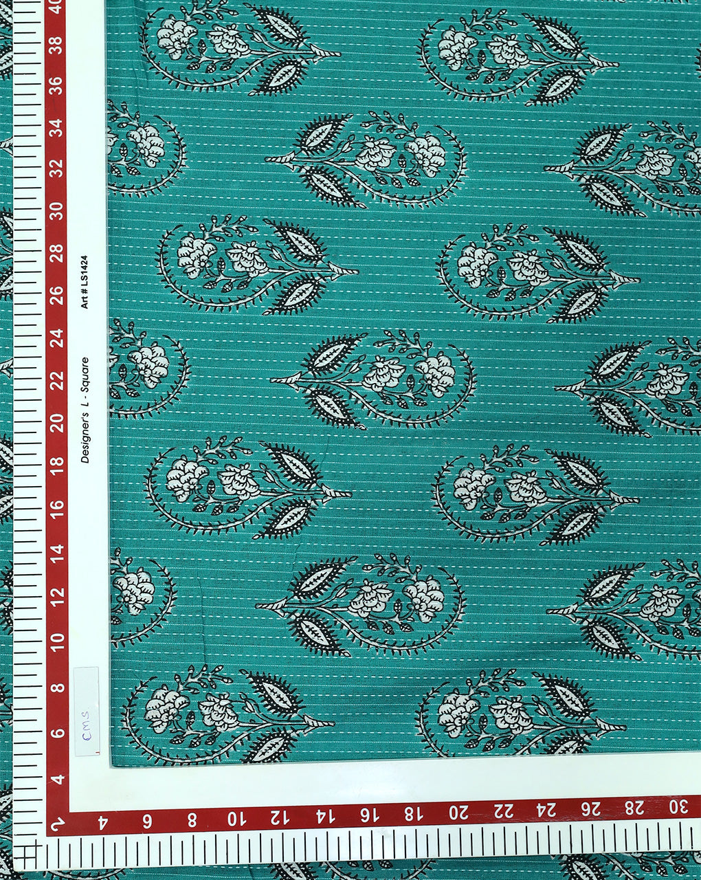 SEA GREEN FLORAL DESIGN COTTON PRINTED FABRIC