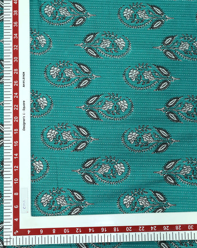 SEA GREEN FLORAL DESIGN COTTON PRINTED FABRIC