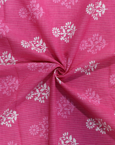PINK & WHITE FLORAL DESIGN COTTON PRINTED FABRIC