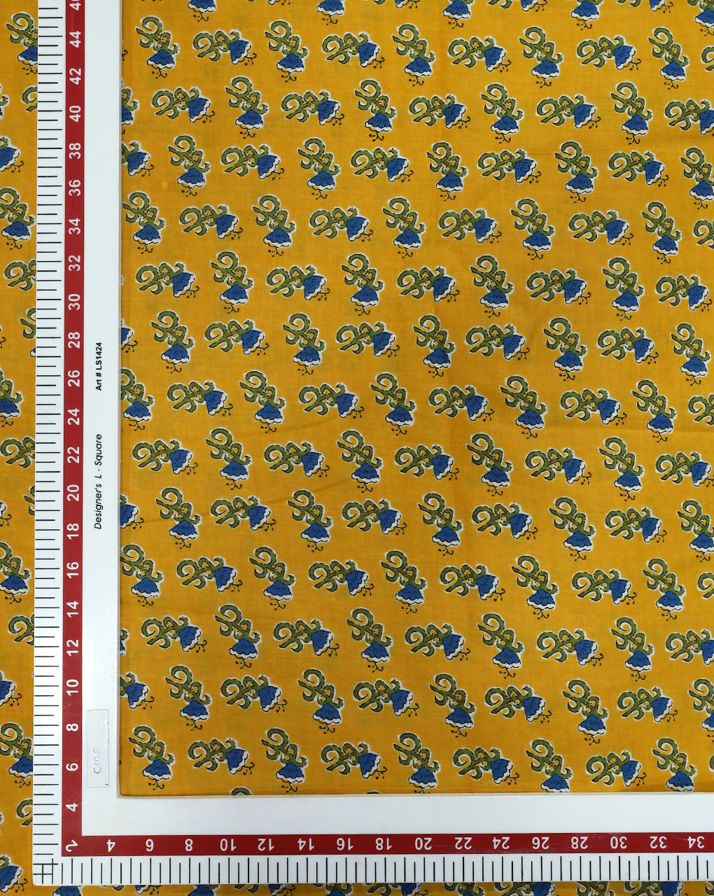 YELLOW & BLUE FLORAL DESIGN COTTON PRINTED FABRIC