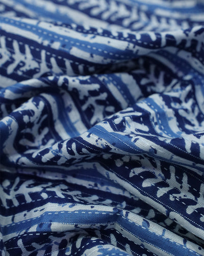 NAVY BLUE ABSTRACT DESIGN COTTON PRINTED FABRIC