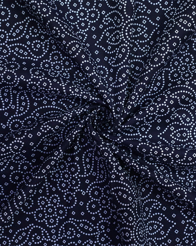 NAVY BLUE ABSTRACT DESIGN COTTON PRINTED FABRIC