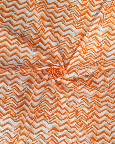 WHITE & ORANGE ABSTRACT DESIGN COTTON PRINTED FABRIC