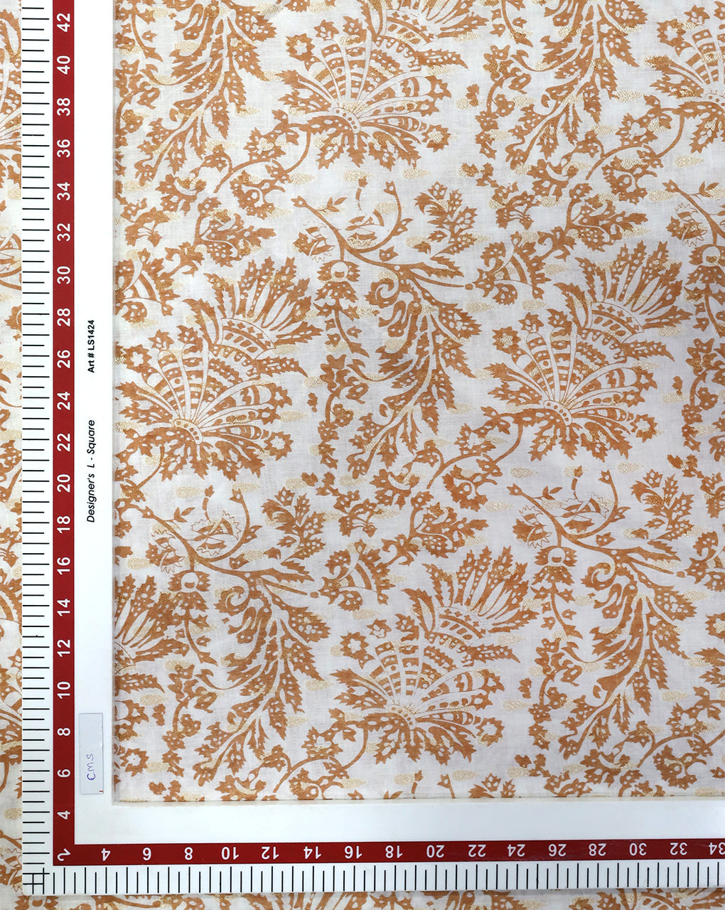 WHITE & PEACH ABSTRACT DESIGN COTTON PRINTED FABRIC
