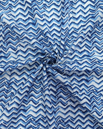 WHITE & BLUE ABSTRACT DESIGN COTTON PRINTED FABRIC