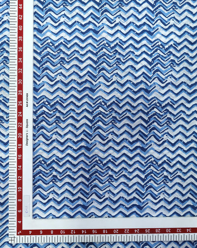 WHITE & BLUE ABSTRACT DESIGN COTTON PRINTED FABRIC