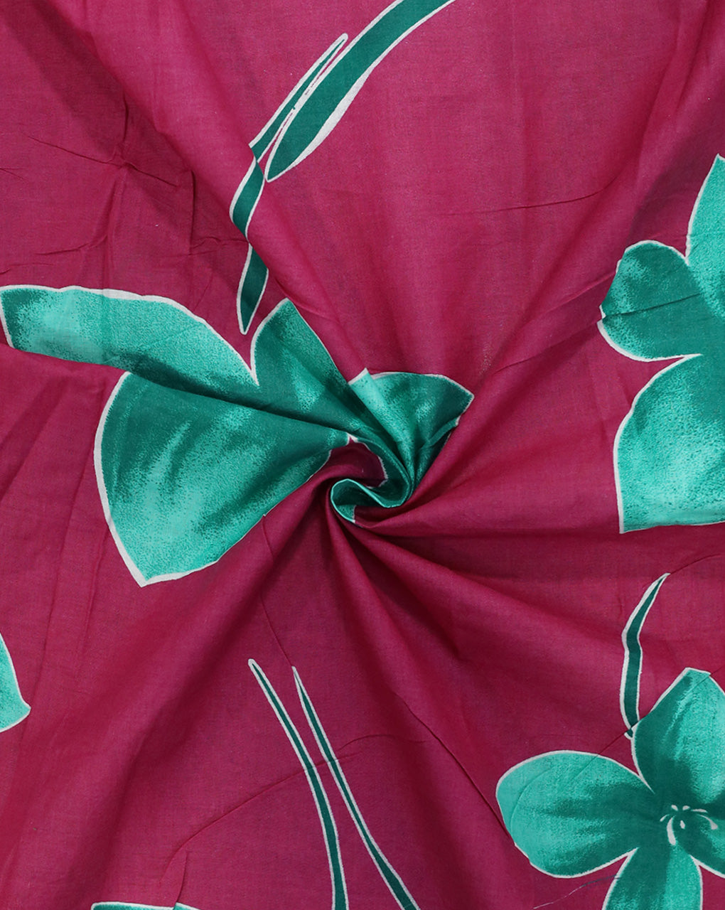 BURGUNDY & GREEN FLORAL DESIGN COTTON PRINTED FABRIC