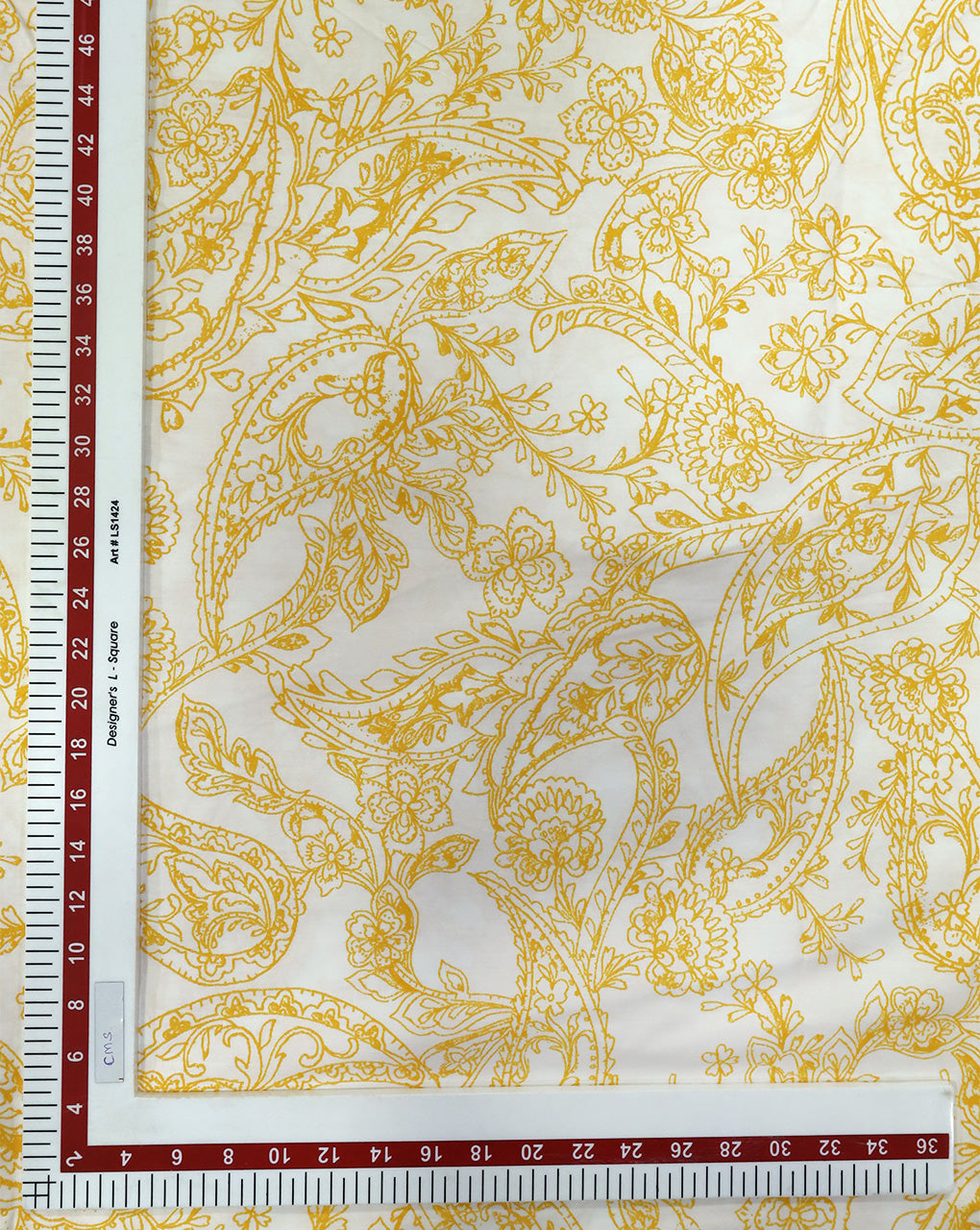 WHITE & YELLOW ABSTRACT DESIGN COTTON POPLIN PRINTED FABRIC