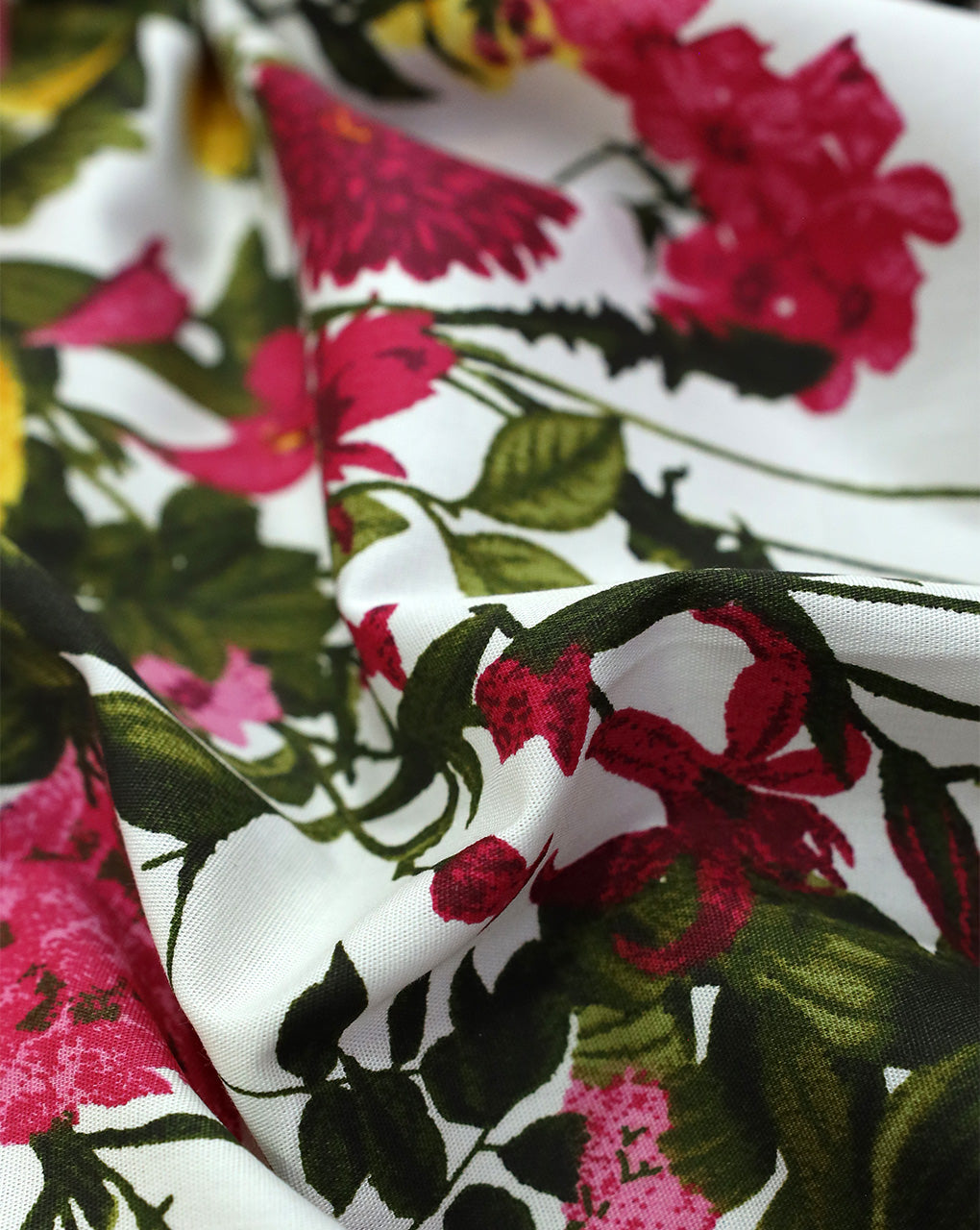 WHITE & MULTICOLOR FLORAL DESIGN COTTON POPLIN PRINTED FABRIC