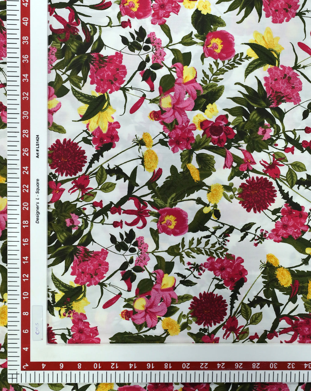 WHITE & MULTICOLOR FLORAL DESIGN COTTON POPLIN PRINTED FABRIC