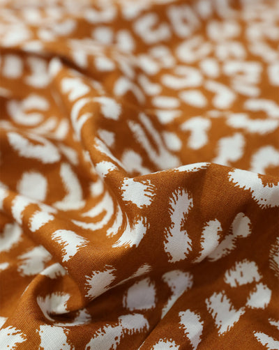 BRONZE & WHITE ABSTRACT DESIGN COTTON POPLIN PRINTED FABRIC