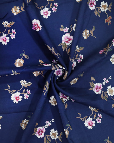 NAVY BLUE FLORAL DESIGN PRINTED RAYON FABRIC