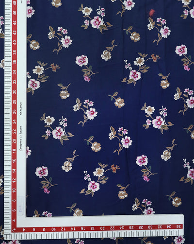 NAVY BLUE FLORAL DESIGN PRINTED RAYON FABRIC