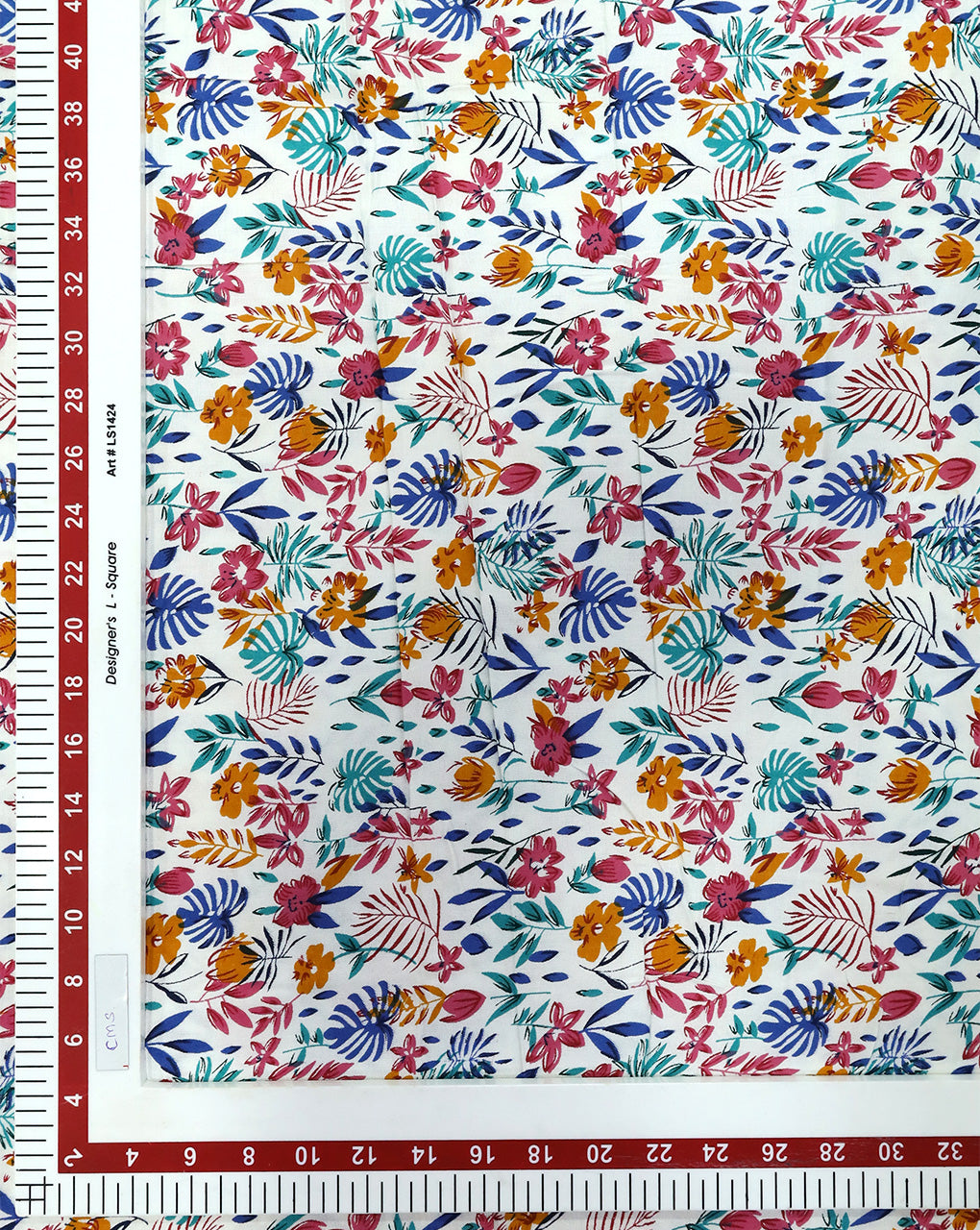 WHITE & MULTICOLOR FLORAL DESIGN PRINTED RAYON FABRIC