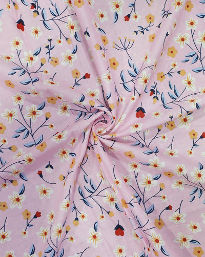 LIGHT PINK FLORAL DESIGN PRINTED RAYON FABRIC