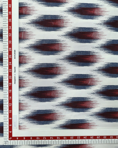 WHITE & MULTICOLOR IKAT DESIGN PRINTED RAYON FABRIC