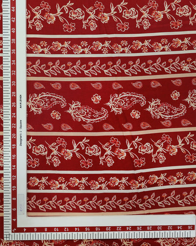 RED PAISLEY & FLORAL DESIGN PRINTED RAYON FABRIC