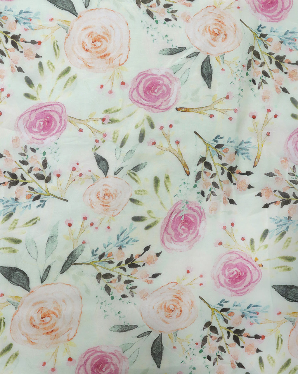 MULTICOLOR FLORAL DESIGN PRINTED VISCOSE ORGANZA FABRIC