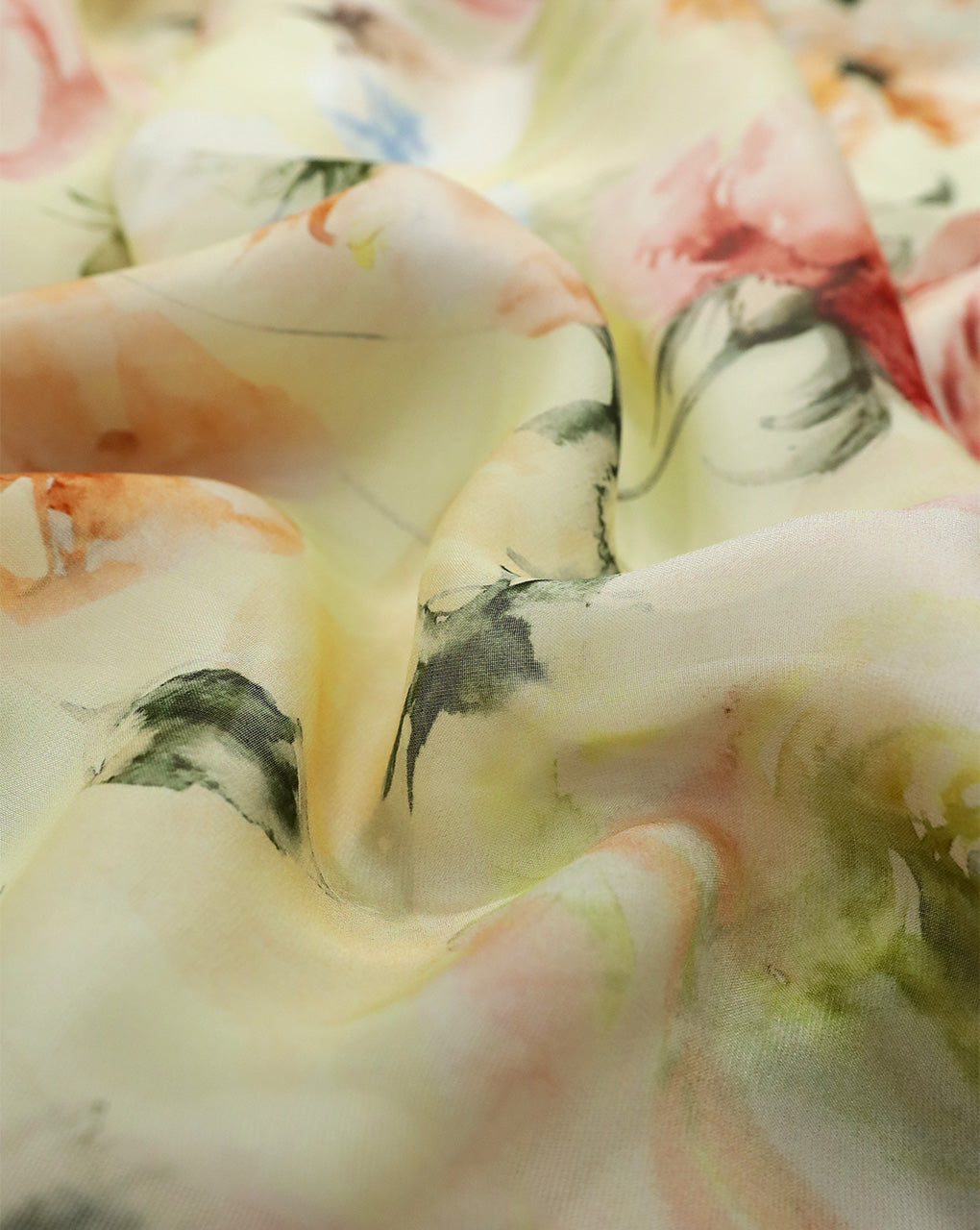 MULTICOLOR FLORAL DESIGN PRINTED VISCOSE ORGANZA FABRIC